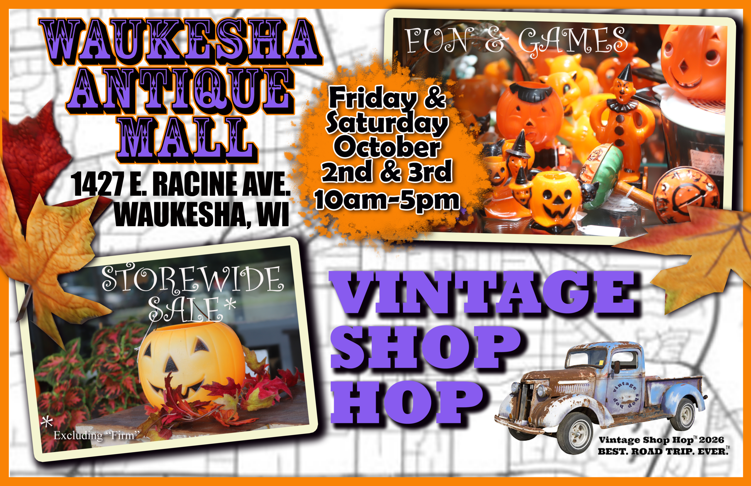 Vintage shop hop event flyer